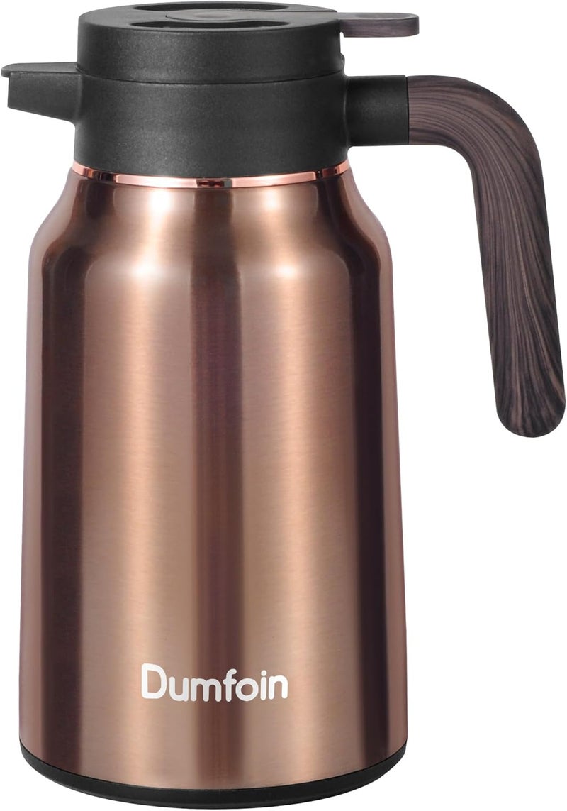 Dumfoin Carafes for Hot Liquids 51 oz - 12 Hour Stainless Steel Thermal Coffee Carafe-Insulated Coffee Carafes For Keeping Hot/Cold Coffee, Tea, Water, 1.5 Liter Beverage Dispenser(Gold) - Image 1